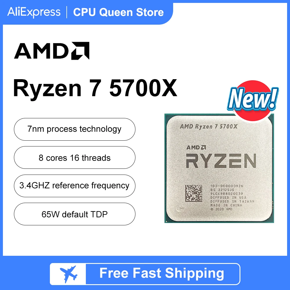 AMD Ryzen 7 5700X Yeni R7 5700X3. 4 GHz Sekiz Çekirdekli 16 İş Parçacıklı CPU İşlemci 7NM L3=32M 100-000000926 Soket AM4 ancak soğutucu olmadan Görüntü 0