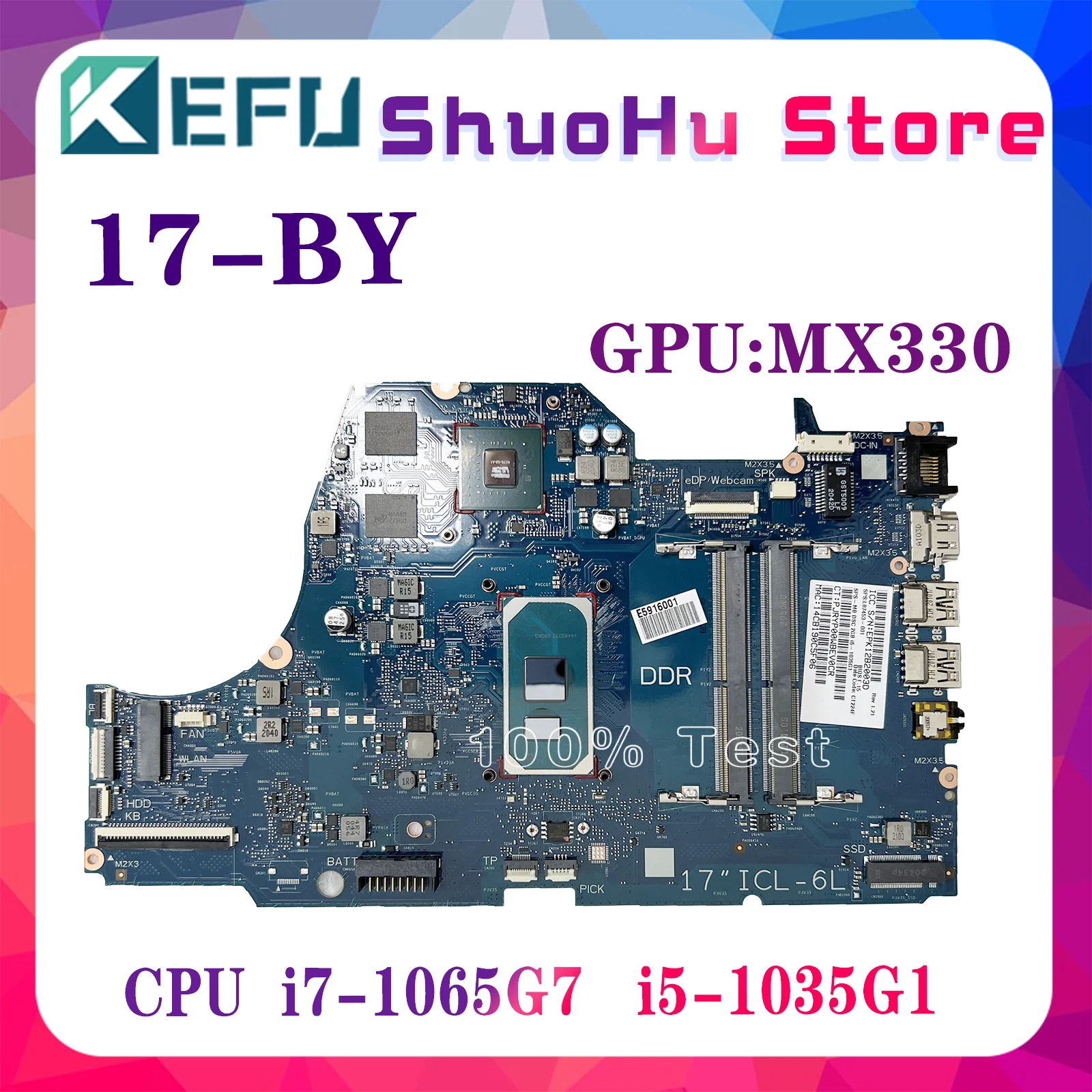 KEFU 6050A3168901 L87453-001 L87453 - 601 Dizüstü HP için anakart 17T-BY 17-BY 17G-CR Anakart W / ı5-1035G1 ı7-1065G7 MX330-2G Görüntü 0