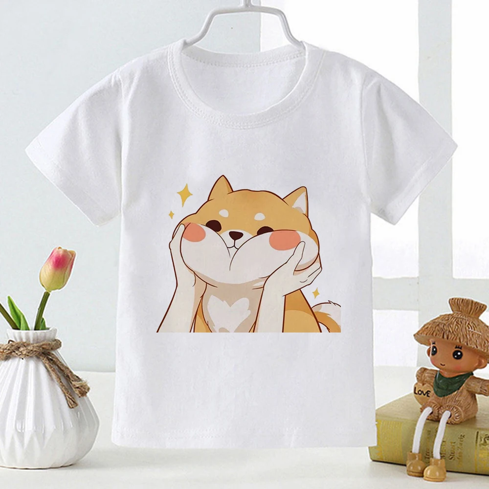 Kawaii Karikatür Toddler Kız T Shirt 2-12 Yıl Sevimli Hayvan Köpek Baskı Çocuk Giysileri Estetik Yaz Bebek Üstleri Çocuk T-shirt Görüntü 0