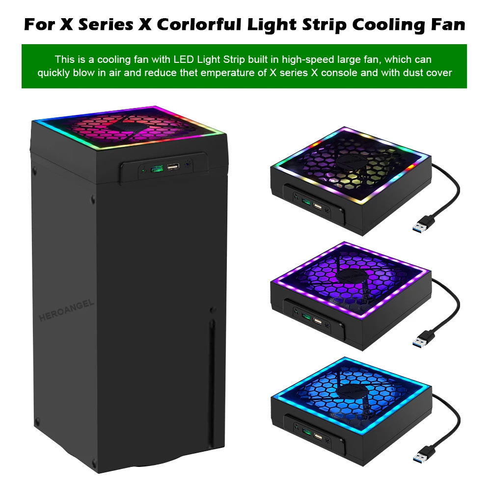Renkli ışık şeridi Soğutma Fanı 2 USB Portu İle Soğutucu Fan Radyatör LED Xbox Serisi X Soğutma Fanı 7 Aydınlatma Modları XSX Görüntü 0