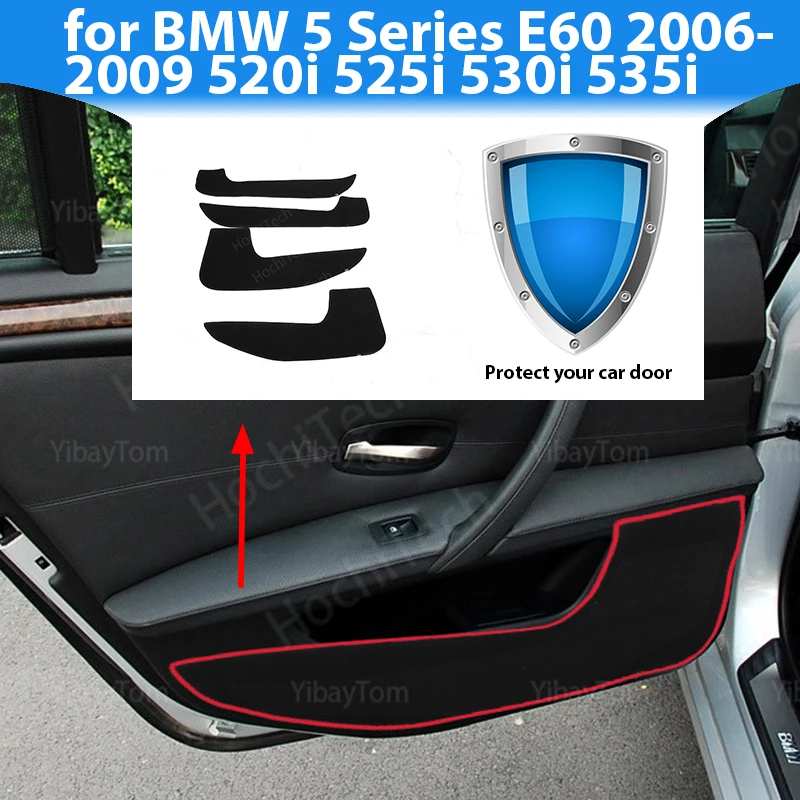 Koruyucu Mat Yan kenar kapak Aksesuarları Kapı İç Koruma Araba Kapı Anti Kick Pad Sticker BMW 5 Serisi için E60 2006-2009 520i Görüntü 0