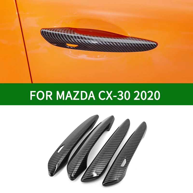 Aksesuar parlak Karbon Fiber desen Yan Akıllı Kapı kolu Düzeltir İçin YEPYENİ MAZDA CX - 30 2020 Görüntü 0