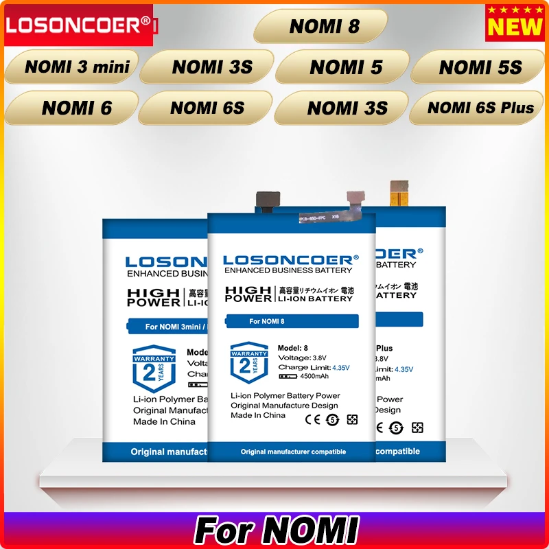 LOSONCOER 2200 - 4500mAh Cep Telefonu Pil İçin NOMİ 3 mini 3S / NOMİ 5 5S / NOMİ 6 6S 6S Artı / NOMİ 8 Pil Görüntü 0