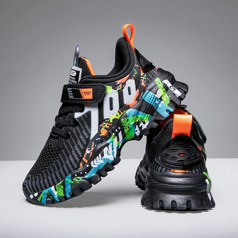 2021 Bahar Çocuk spor ayakkabılar Erkekler İçin koşu ayakkabıları sneaker Nefes çocuk moda ayakkabılar Platformu ışıklı ayakkabı Görüntü 1