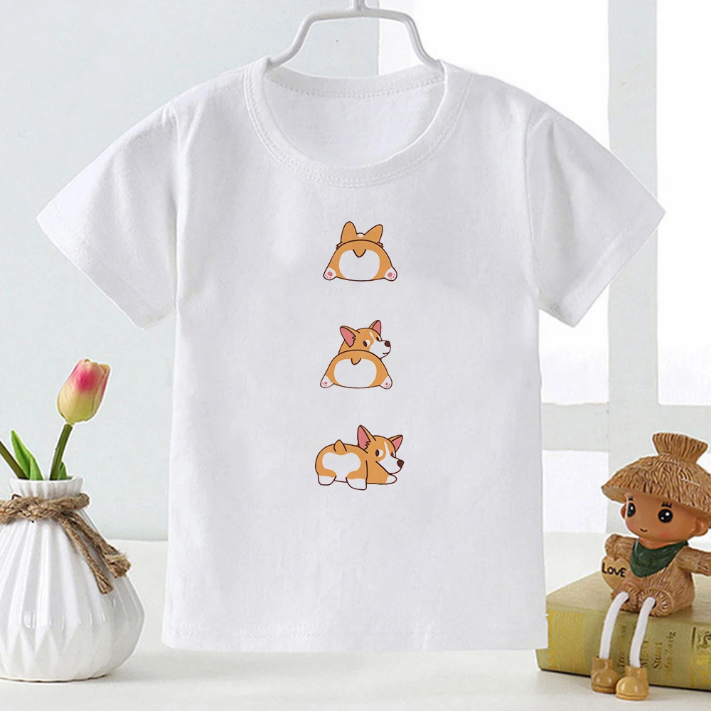 Kawaii Karikatür Toddler Kız T Shirt 2-12 Yıl Sevimli Hayvan Köpek Baskı Çocuk Giysileri Estetik Yaz Bebek Üstleri Çocuk T-shirt Görüntü 1