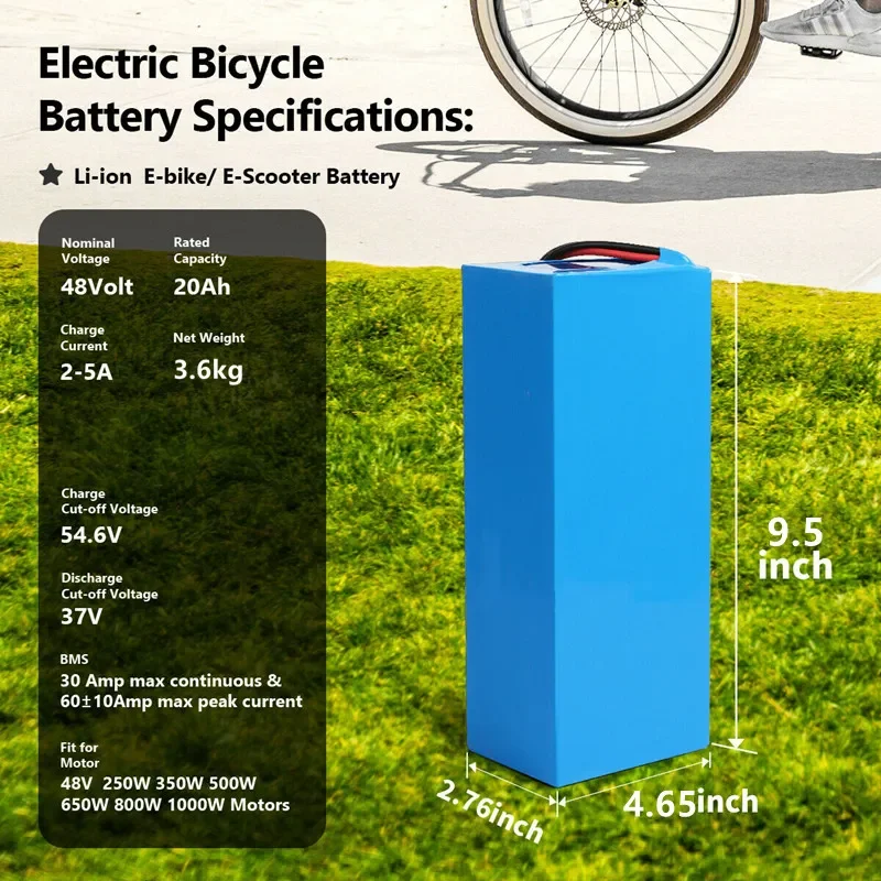48 V 20AH Yüksek Güç 1000W Elektrikli Bisiklet Pil 48 V 20AH E-bike Pil 48 Volt Lityum bms'li pil 2A Şarj Cihazı Görüntü 1