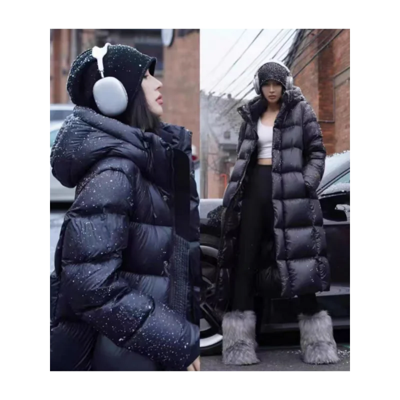 Kadın aşağı ceket Uzun Ultra kalın Parkas Siyah Kapşonlu Sıcak Palto kışlık ceketler Kadınlar için 2023 Hafif Kirpi Mont Görüntü 1