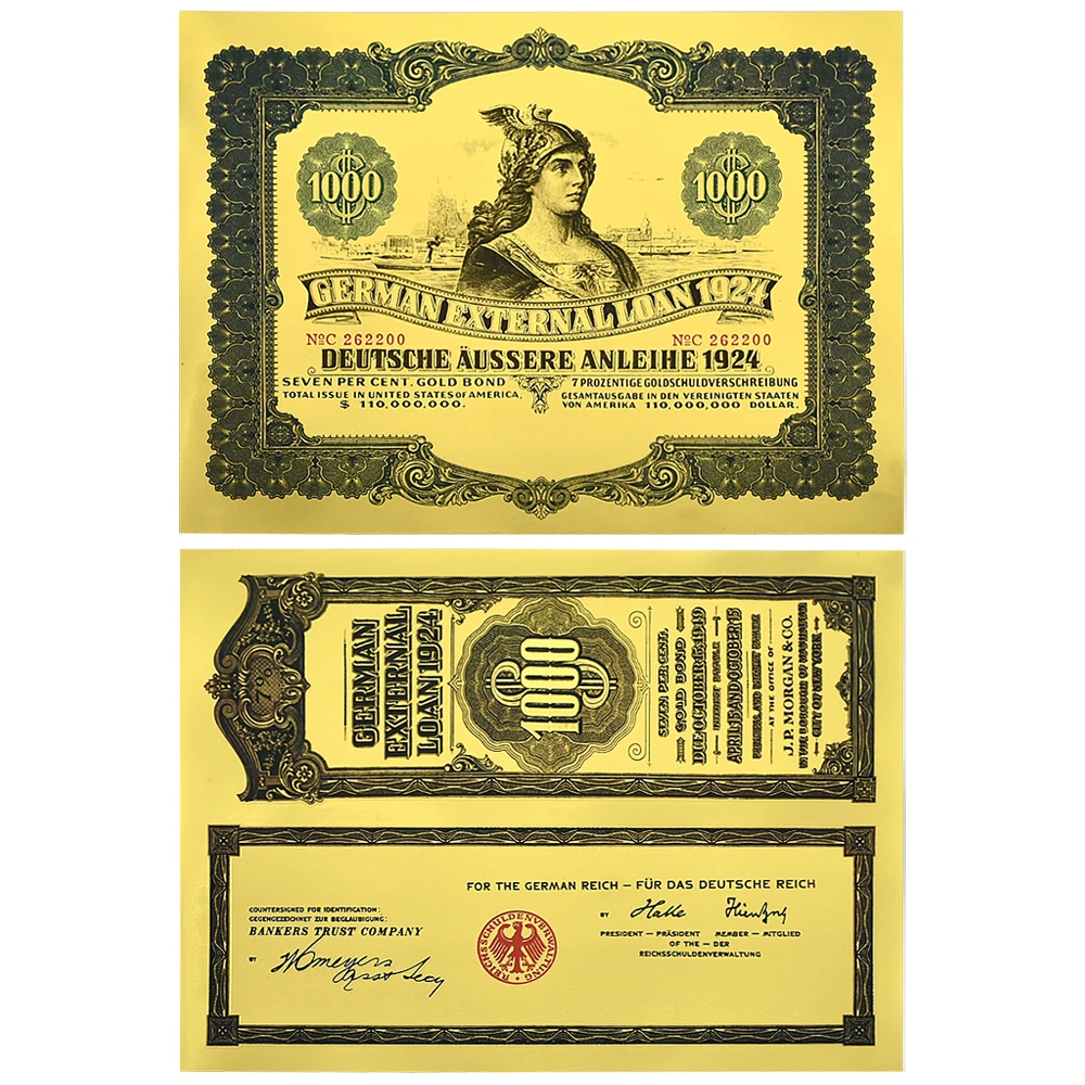 300 Adet / takım 1924 Alman Bond 1000 $Altın Folyo Banknot UV Ultraviyole ve Seri Numarası Kutusu Koleksiyonu İş Hediyeler Görüntü 1