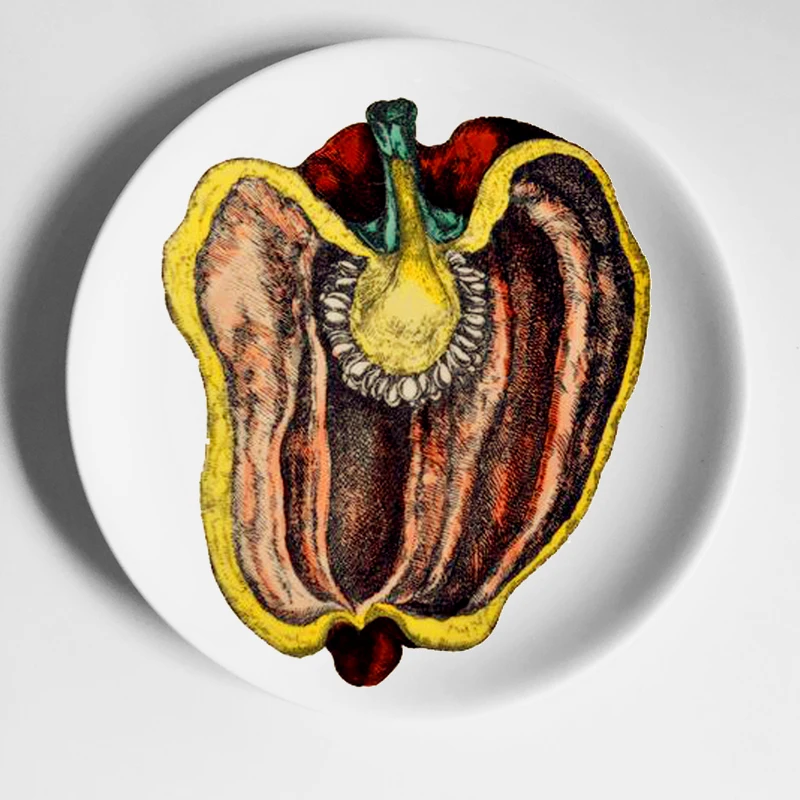 Parçalı Meyve Tabakları Sebze Tarzı Zanaat Masaüstü Duvar Asılı Dekoratif Tabaklar Renkli Ev Dekor Çizim Görüntü 2