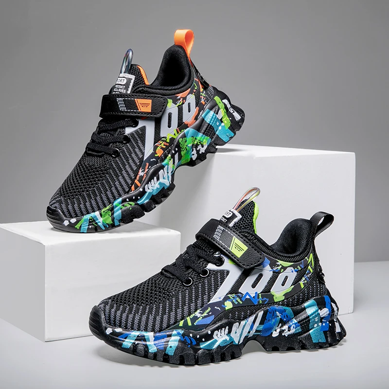 2021 Bahar Çocuk spor ayakkabılar Erkekler İçin koşu ayakkabıları sneaker Nefes çocuk moda ayakkabılar Platformu ışıklı ayakkabı Görüntü 2