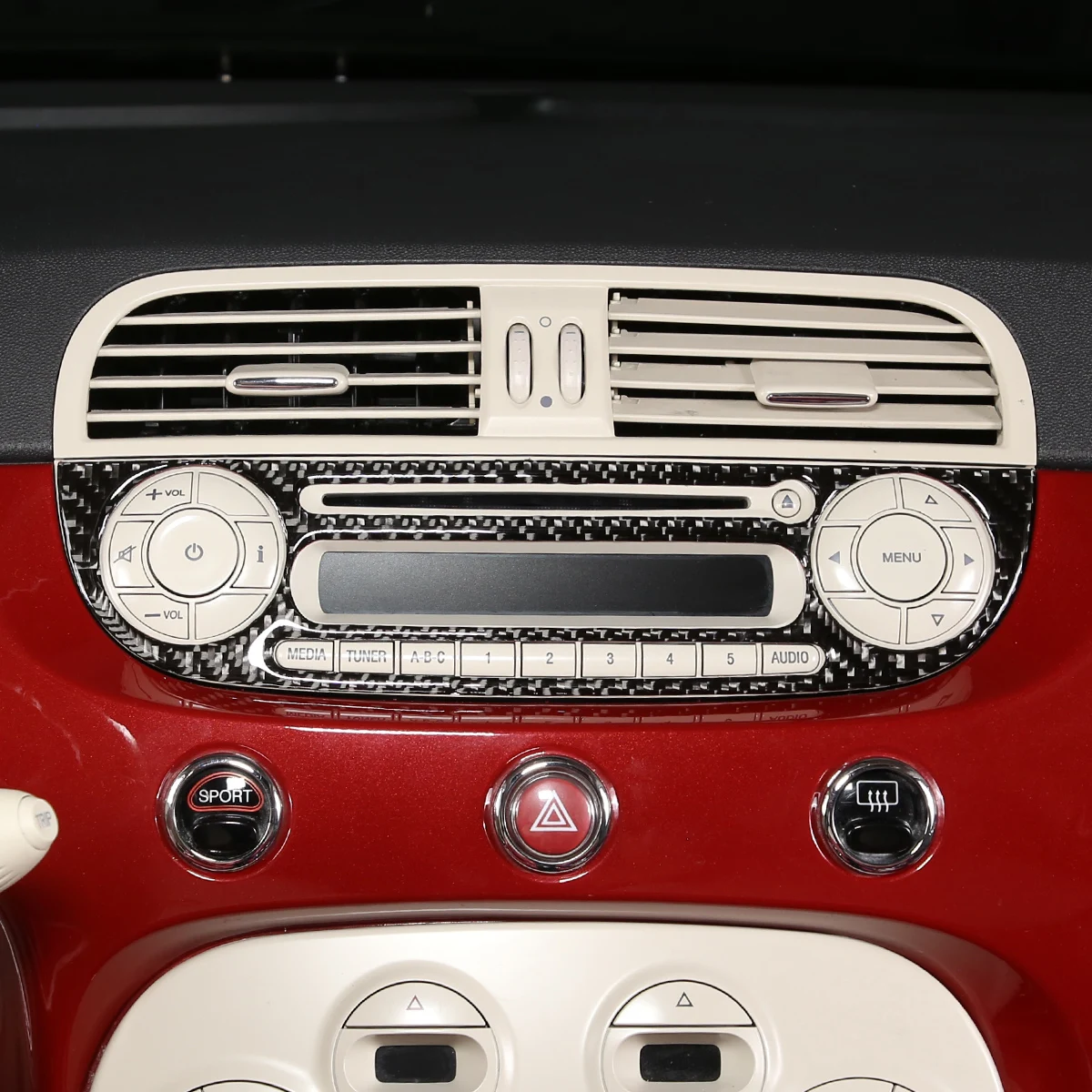 Fiat 500 2011-2019 için Yumuşak Karbon Fiber Araba Merkezi Kontrol CD Paneli kapak Trim Sticker Araba Aksesuarları LHD & RHD Görüntü 2