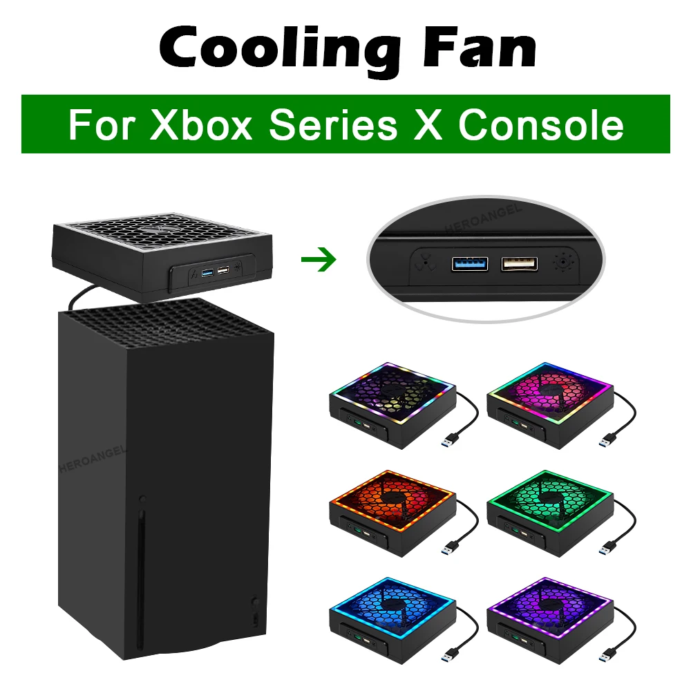 Renkli ışık şeridi Soğutma Fanı 2 USB Portu İle Soğutucu Fan Radyatör LED Xbox Serisi X Soğutma Fanı 7 Aydınlatma Modları XSX Görüntü 2