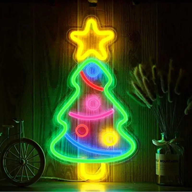 Noel Ağacı Neon burcu ışık dekoratif led duvar dekor sanatı Neon Burcu ev dekorasyon yatak Odası Noel sevgililer Günü Partisi Görüntü 2
