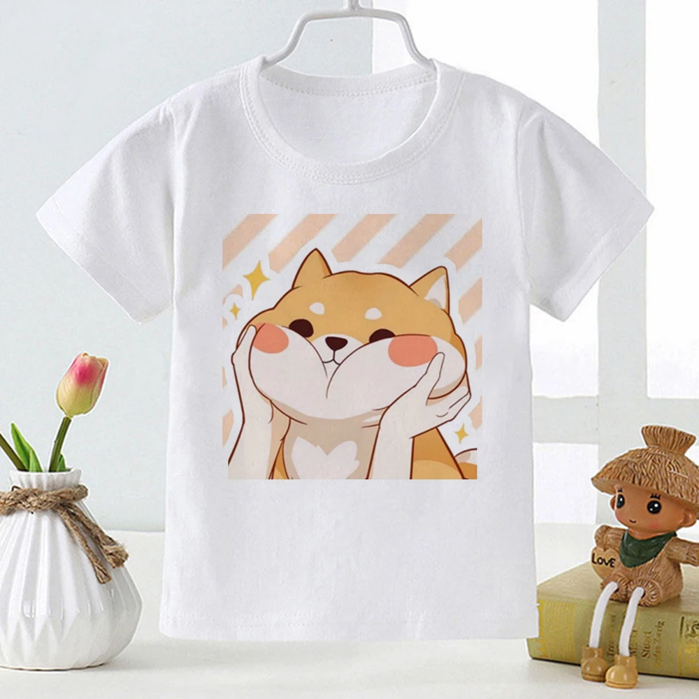 Kawaii Karikatür Toddler Kız T Shirt 2-12 Yıl Sevimli Hayvan Köpek Baskı Çocuk Giysileri Estetik Yaz Bebek Üstleri Çocuk T-shirt Görüntü 3