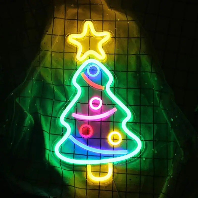Noel Ağacı Neon burcu ışık dekoratif led duvar dekor sanatı Neon Burcu ev dekorasyon yatak Odası Noel sevgililer Günü Partisi Görüntü 3