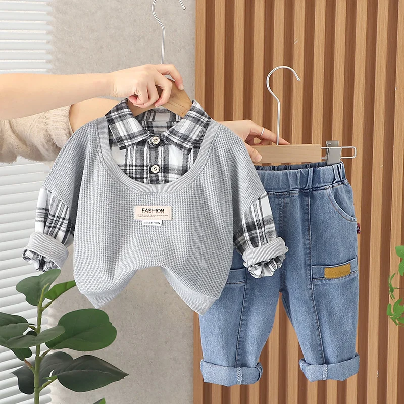 Yeni Bahar Sonbahar Bebek Erkek Giysileri Takım Elbise Çocuk günlük t-Shirt Pantolon 2 adet / takım Toddler Spor Kostüm Bebek Çocuk Eşofman Görüntü 3