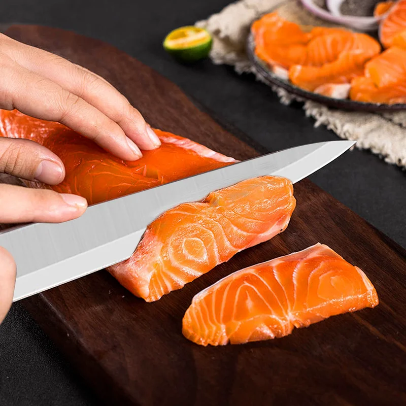 Suşi Bıçak somon balığı Fileto Japon şef bıçağı Paslanmaz Çelik Sebze Dilim Et Cleaver Mutfak Bıçağı Görüntü 3