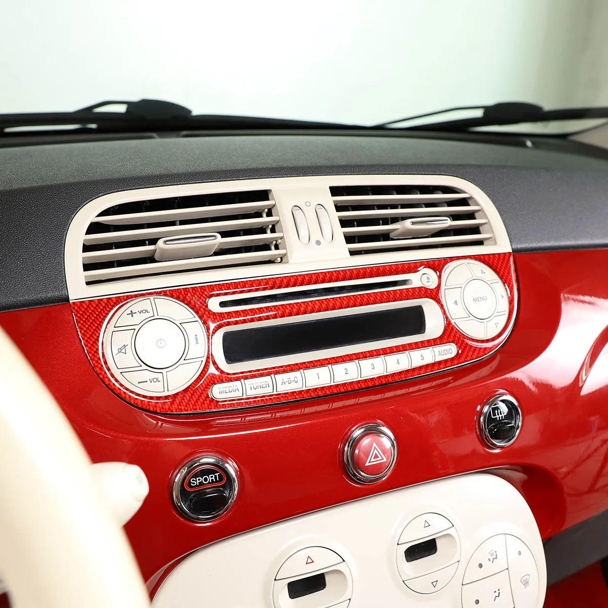 Fiat 500 2011-2019 için Yumuşak Karbon Fiber Araba Merkezi Kontrol CD Paneli kapak Trim Sticker Araba Aksesuarları LHD & RHD Görüntü 4