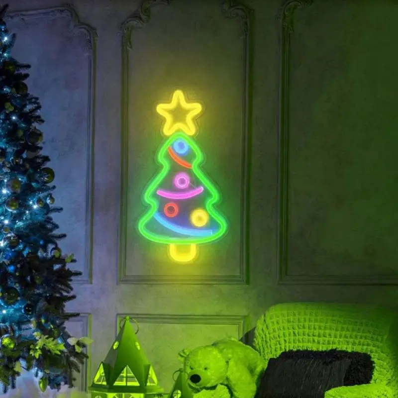 Noel Ağacı Neon burcu ışık dekoratif led duvar dekor sanatı Neon Burcu ev dekorasyon yatak Odası Noel sevgililer Günü Partisi Görüntü 4