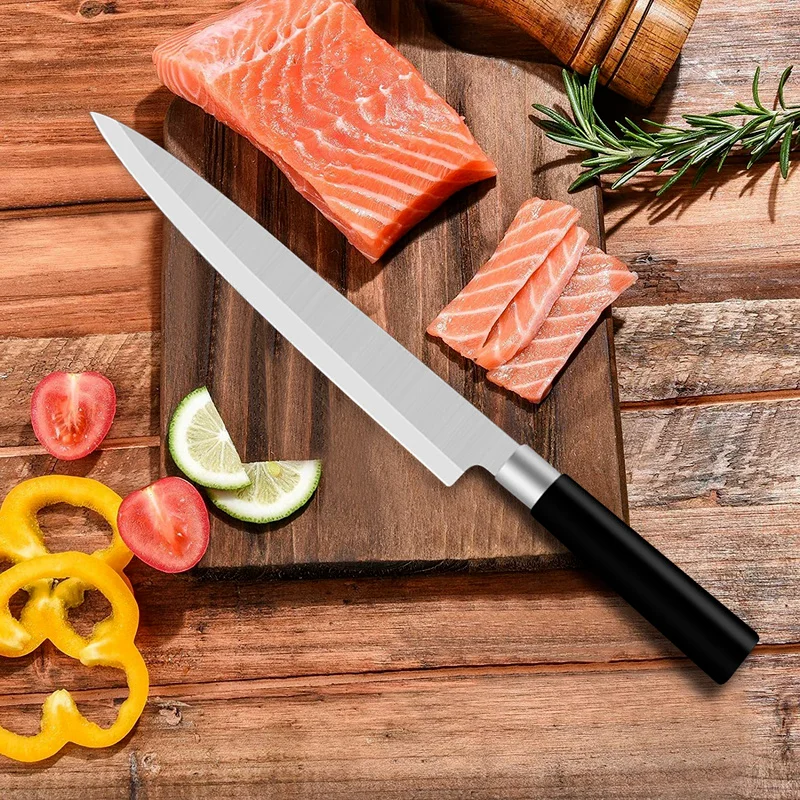Suşi Bıçak somon balığı Fileto Japon şef bıçağı Paslanmaz Çelik Sebze Dilim Et Cleaver Mutfak Bıçağı Görüntü 4