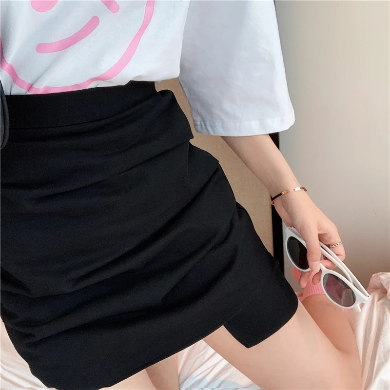 Kadınlar Mor Yüksek Bel Seksi Sıska Kore Yaz Mini Etekler Pileli Bodycon kalem etekler Kadın Fermuar Kısa Etekler Vintage Görüntü 4