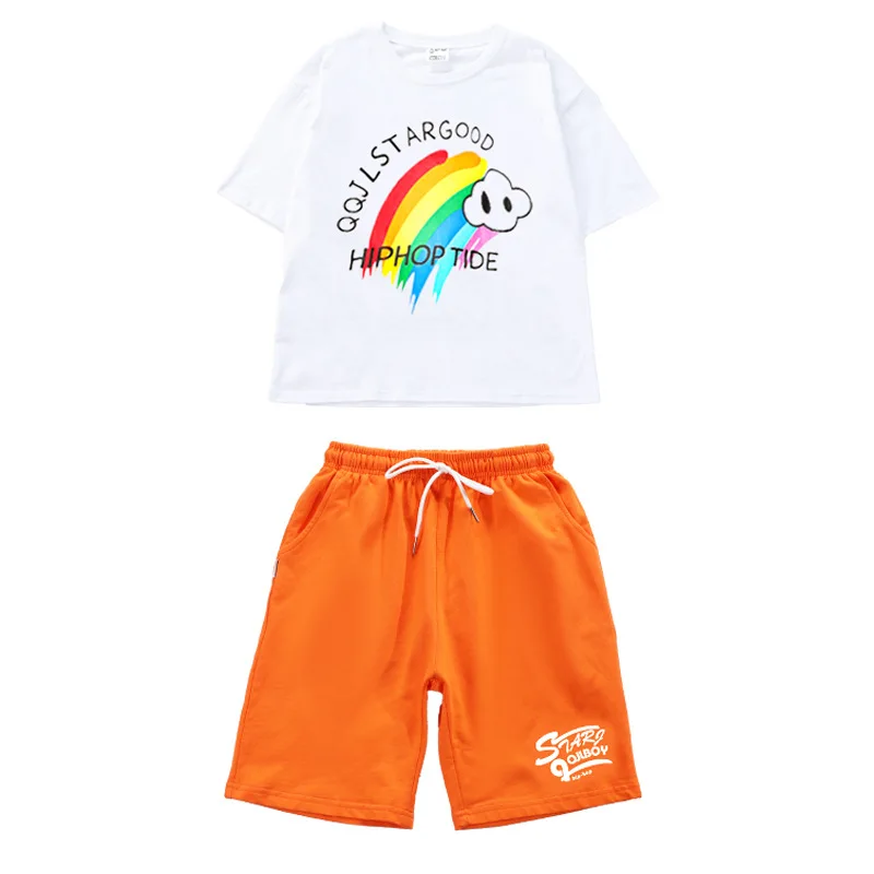Erkek Yaz Hip Hop Dans Giyim Beyaz Karikatür T Shirt Şort çocuk Günü Amigo Dansçı Kıyafeti Çocuklar Streetwear 6 8 10Y Görüntü 4