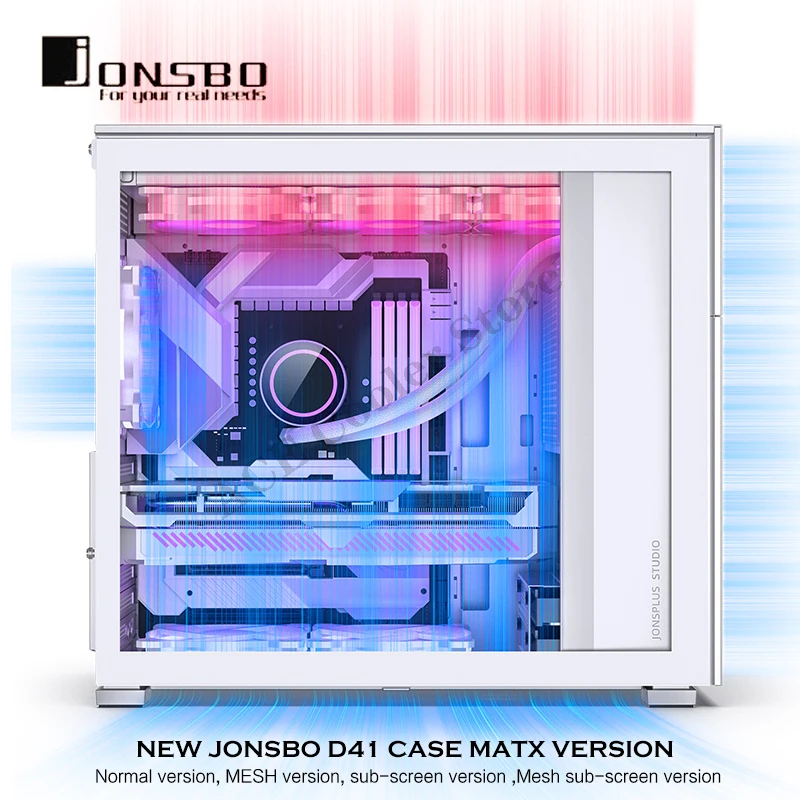 JONSBO çam Kozalağı D41 bilgisayar kasası tel örgü elek Desteği ATX Anakart Yan Şeffaf Cam Beyaz PC Oyunları Şasi Görüntü 4