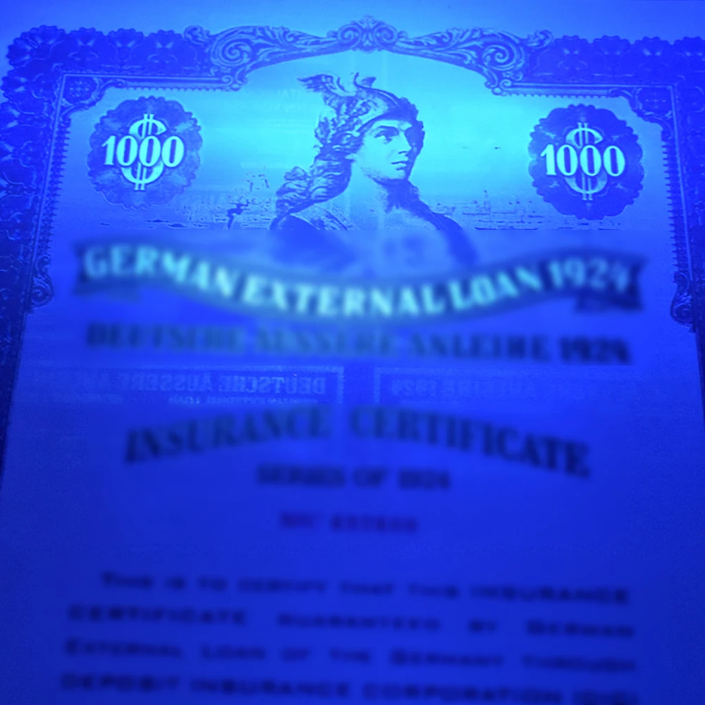 300 Adet / takım 1924 Alman Bond 1000 $Altın Folyo Banknot UV Ultraviyole ve Seri Numarası Kutusu Koleksiyonu İş Hediyeler Görüntü 4
