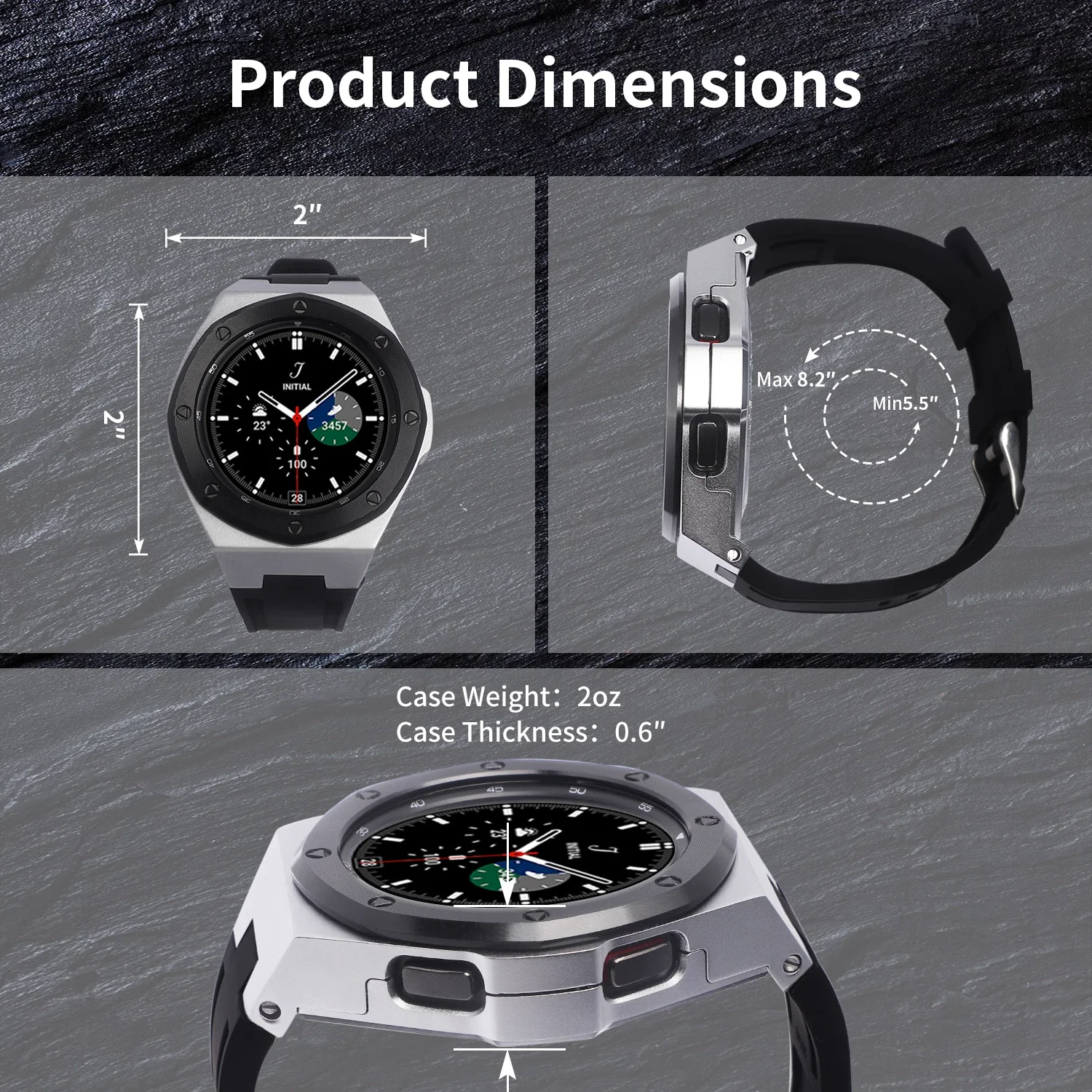 Lüks Paslanmaz Çelik Kasa Samsung İzle 4 Klasik 46mm Modifikasyon Kiti İzlemek İçin 5Pro 45mm Watch4 / 5 44 40mm Kauçuk Kayış Görüntü 5