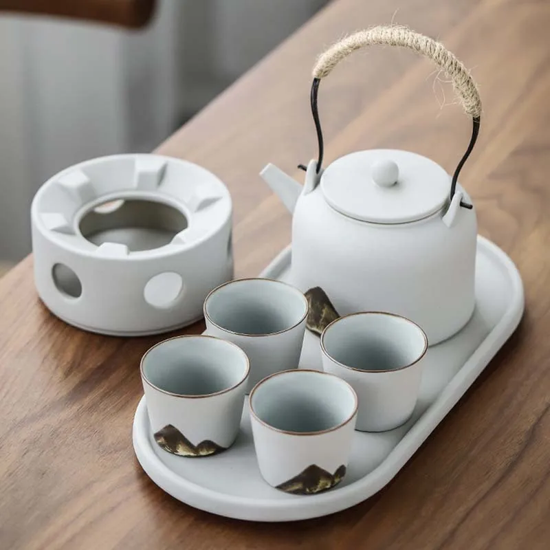 Siyah çömlek çay seti seti ev ofis Japon tarzı kolu pot çay bardağı çay isıtıcı Kung Fu çay seti kuru çay tepsisi seti Görüntü 5