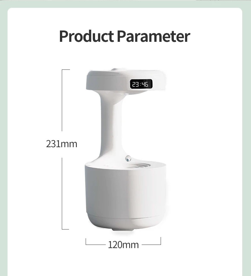 Taşınabilir USB Anti Yerçekimi Hava Nemlendirici Difüzör Aroma 800ML Ultrasonik Su Damlası LED Parfüm Mist Maker Yatak Odası İçin Araba Mini Görüntü 5